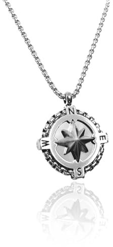 Starfunky Collana con Rosa dei Venti Silver (Media)