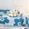 Ayoiow Sofaüberwurf Wasserfest Sofahusse Blau Sofahusse 1 Sitzer Chenille Blumenmuster Mit Fransen