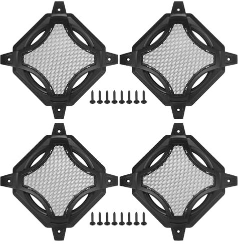 A ABSOPRO Rejillas de Altavoz para Coche de 6 Pulgadas con Tornillos Negro - 4 Unidades