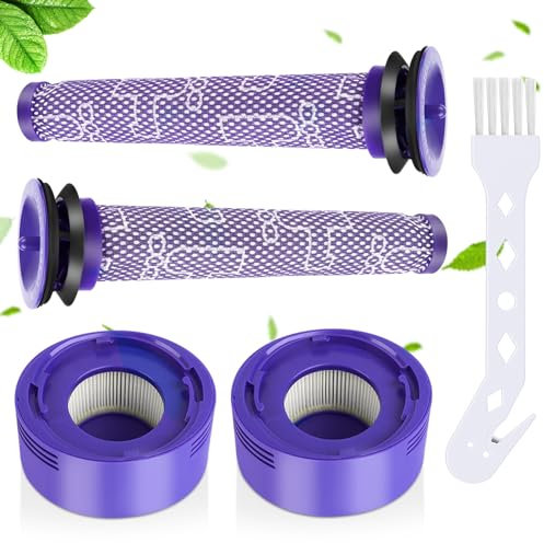 VFANDV Filter für Dyson V7 V8 Staubsauger, V8 Filter für Dyson 2 Stück Vorfilter für Dyson 2 Stück Nachfilter 1 Stück Bürste Ersatzteile Zubehor für Dyson V7 V8 Absolute Animal