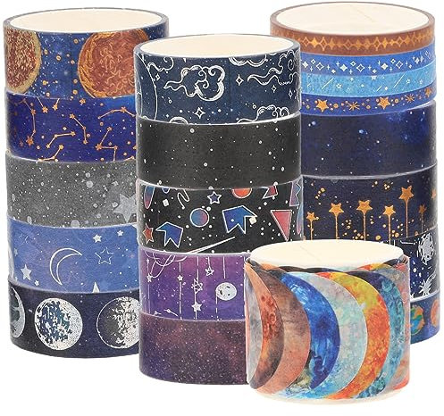 Lurrose 19rollen Planet Style Washi Tape Dekorative Klebebänder Für Scrapbooking Projekte Journals Tagebücher Bastelbedarf Kreative Gestaltung Geschenkverpackung