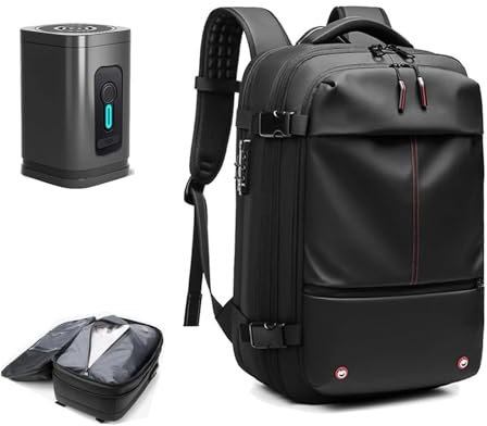 Sac à dos Vacpack, sac à dos extensible avec compression sous vide, sac à dos de voyage antivol résistant à l'eau, sac à dos de grande capacité for voyager(Size:Black+Electric Vacuum)