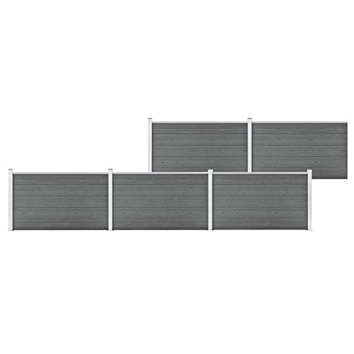 Keyroto Gartenzaun WPC Sichtschutzzaun Gartenzaun Set Garden Fence Zaunelement WPC Sichtschutz Terrasse 872x106 cm Grau