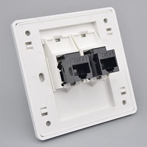 Prise réseau CAT6 Gigabit, RJ45 Réseau local Plaque murale Ethernet câble,Femelle à Femelle Plaque frontale, Prise murale réseau double, Prise courant Internet droite,86x86mm Boîte prise (LAN x 2)