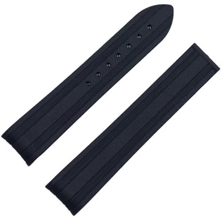 KDEGK 20mm Curved End Watch Belt Quality Natural Soft Rubber Silicone Watchband For Omega Strap New Seamaster 300 AT150 Bracelet(Black,Rose Gold Buckle-20m)