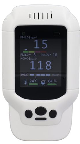 PM2.5 PM1.0 PM10 Monitor, Echtzeit-Überwachung der Raumluftqualitätsdetektor mit Temperatur, Luftfeuchtigkeit, Professioneller Tragbarer Raumluftqualitätsmonitor für Zuhause,