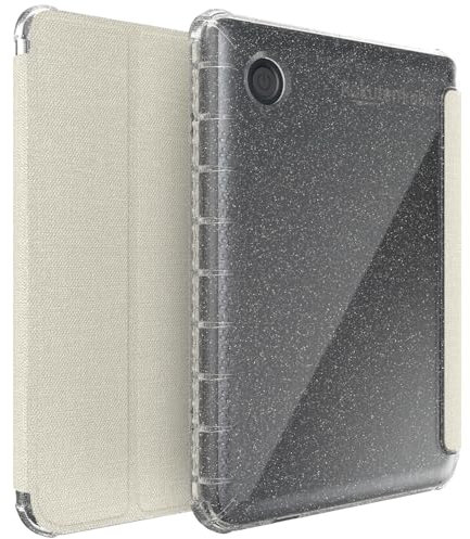TUDIA SKN Flip V2 Conçu pour Kobo Clara BW/Colour Case (2024) – [Technologie de Mise en Veille/réveil Automatique améliorée] Coque en Cuir TPU Transparent résistant aux Chocs (Beige Pailleté)