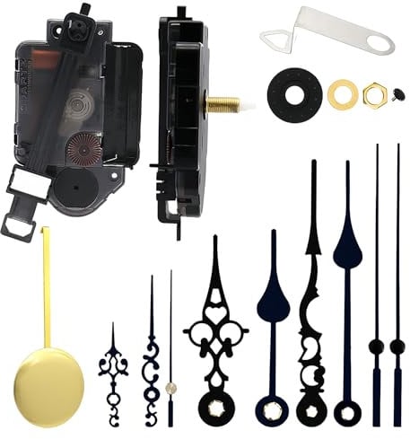 BORDEAG Uhrwerk Für Wanduhr Mit 3 Zeigerpaaren Und Pendel, Uhrwerk Mit Pendel, Quarz Pendel Trigger Clock Uhrwerk, Quarz Pendeluhrwerk Ersatzbausatz Quarz-Uhrwerk Zum Selbermachen(15mm Welle)