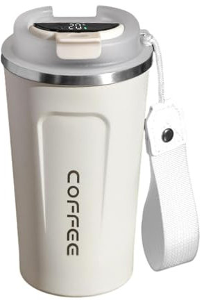 Taza térmica inteligente – Taza de viaje de alta tecnología, taza inteligente portátil | Mantiene las bebidas calientes o frías, diseño aislado de acero inoxidable, taza térmica ligera recargable para
