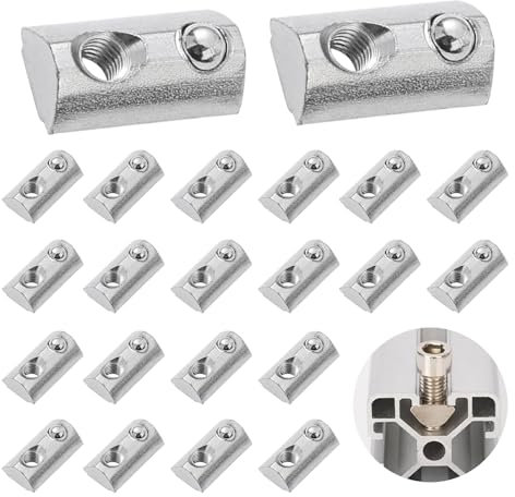 30 Stück Nutensteine M8 mit Kugel, T Nutsteine Schrauben 40-Serie M8 Aluprofil 40x40 Vernickeltem Kohlenstoffstahl, Gleitmutter mit Federkugel für Alu C Profil 3D Drucker CNC Europanorm