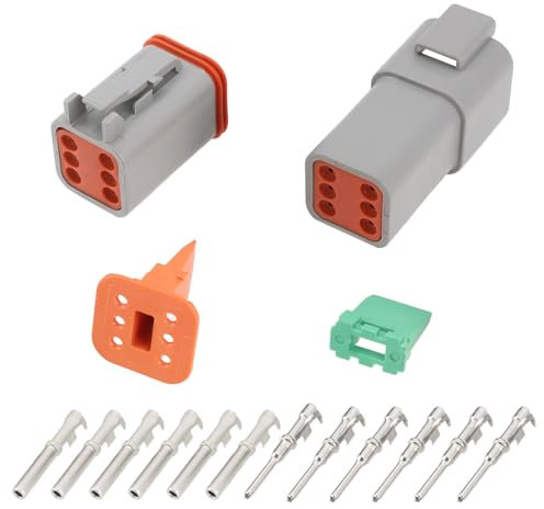 ECSiNG 1 Kit de Connecteurs électriques étanches à 6 Broches DT04-6P DT06-6S Compatible avec Deutsch Compatible avec DT Série 6P Prise étanche Automobile