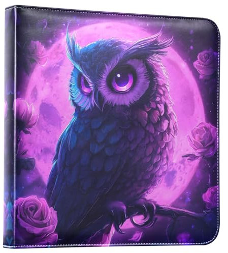 Fotoalbum mit lila Eule, Rose, Blumen, PU-Leder, 10,2 x 15,2 cm, Scrapbook, Fotobuch, Album, selbstklebendes Bilderalbum für Abschlussfeier, Reisen, Hochzeit
