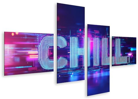 islandburner Bild auf Leinwand Leuchtendes Chill Wort in Neonlichter Bilder Wandbilder Poster