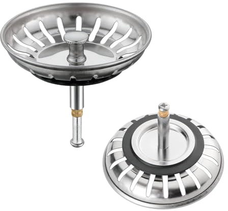 Dreamil Spülbecken Siebkörbchen 82mm Edelstahl Abflusssieb mit Höhenverstellbar Küchenspüle Spüle Zubehör für Ersatz Originaldichtung für Küchenspüle