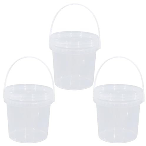 3Pcs Paint Bucket with Lid 2L Clear Portable Multipurpose Thicken Gallon Bucket for Paint Water Art Crafts Projects Garage Organization