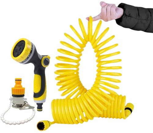 Manguera de riego extensible, manguera de agua con resorte telescópico Eva, 10 modos de riego para jardín y lavado de coche (32FT/10M)
