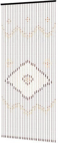 Estabeter Rideau de porte 90 x 200 cm - 31 brins de perles de bambou - Brise-vue et séparateur de pièce - Vintage - Perles en bois - Pour balcon, cuisine, salon