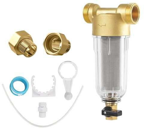 100 Mikron Rückspülfilter Wasserfilter Filter, Wiederverwendbarer Spin-Down-Sedimentwasserfilter, Vorfilter für Brunnenwasserschlauch Sedimentfilter (G 1 mit G 3/4)