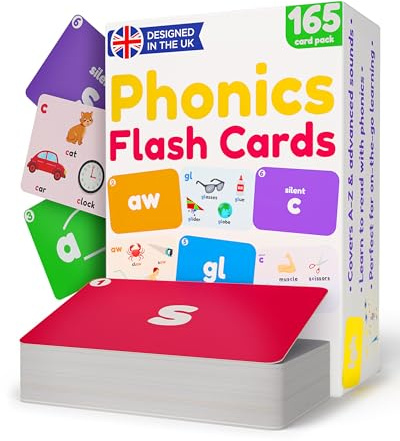 Phonics Flash Cards for Kids Age 3+ – 165 Double-Sided Cards – Letter Sounds, Digraphs, Trigraphs, Blends & Tricky Words – KS1 Reading, Preschool & Reception Early Reading Games