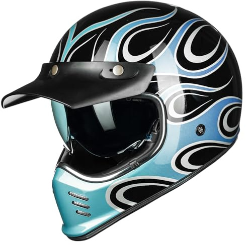 ILM Vintage Motorradhelm Männer Frauen Innenvisier Kompatibel für ATV Cruiser Scooter ECE22.06 Z502