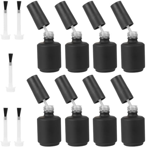 CALLARON Glass Nail Polish Bottles Set 15Ml Matte Black 13Pcs Including 5 Nail Art Brushes Empty Reusable Containers