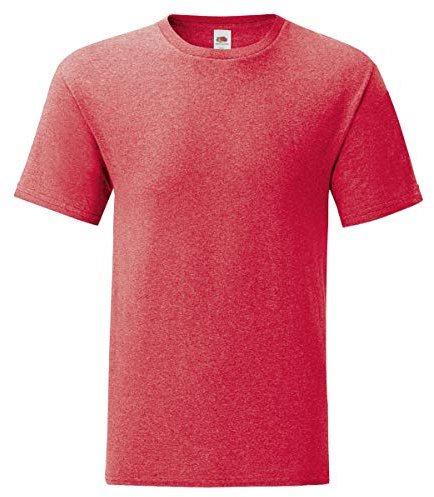 Fruit of the Loom Iconic T-Shirt Größe S - 5XL, Farbe:Vintage rot meliert, Größe:2XL