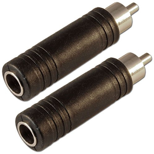 6.35mm 1/4 Mono Female Jack Socket to Single RCA Phono Plug Adaptor x 2