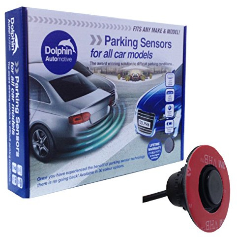Dolphin Automotive DFM400 Reverse Parking Sensors Flush Mount OEM Style 4 Ultrasonic Radar Sensor Kit Audio Alert System - Gloss Black