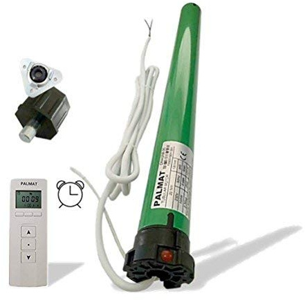 PALMAT Volet roulant moteur tubulaire avec commande radio intégrée Inclut une télécommande radio à 4 canaux avec un support mural magnétique. (60SW /45 kg Force de traction + adaptateur)