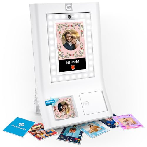 Bundle of HP Sprocket Photobooth Instant 3x4” Color Photo Printer (Grey) Capture & Customize with 250+ Frames+ HP Sprocket 3.5 x 4.25” Zink