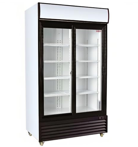 MBH - Nevera expositora doble puerta de cristal para hostelería. Armario frigorífico expositor refrigerado dos puertas para bar y restaurante.