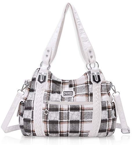 Angel Barcelo Roomy Fashion Hobo Damenhandtaschen, Umhängetaschen, Gewaschenes Leder, G-weiß, Large