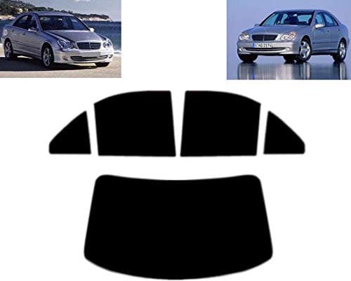 Passgenaue Tönungsfolie für-Mercedes C Class W203 4-Türen Limousine 2000-2007 Heck/Seitenscheiben (20% Schwarz)