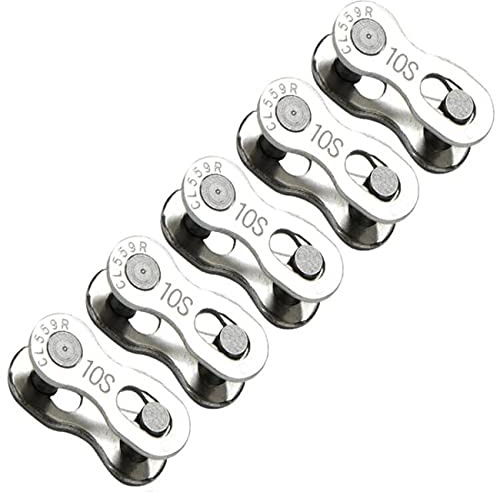 HARMILIY 5 Pairs Bicycle Missing Link for 10 Speed Chain, Silver, Reusable