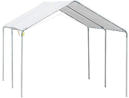Outsunny Carport auvent pour Voiture 6 x 3 m Acier galvanisé Robuste PE Haute densité Blanc
