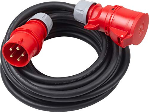 Meister CEE-Verlängerung - 10 m Kabel - Hochwertige Gummileitung H07RN-F5G 4 mm² - 32 A / 400 V - IP44 Außenbereich / Starkstromkabel für Baustellen & Gewerbe / CEE-Verlängerungskabel / 7424200