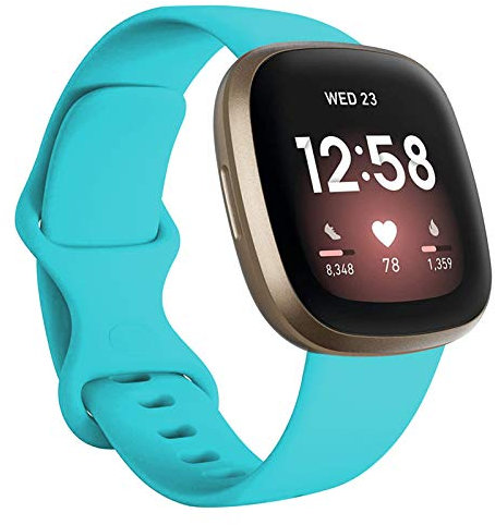FunBand kompatibel mit Fitbit Versa 3 / Fitbit Versa 4 / Sense/Fitbit Sense 2 Armband, Weiche Silikon Sport Ersatzarmband Ersatz Bandfür Fitbit Versa 3 / Versa 4 Smart Watch (1 Packung,Türkis)