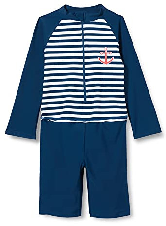 Playshoes UV-Schutz Einteiler Unisex Kinder Badeanzug Schwimmanzug Badebekleidung, Maritim Langarm, 62/68