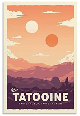 KKMM Tatooine Star Wars Minimalistisches Anime-Retro-Reise-Poster, dekorative Malerei, Leinwand, Wandkunst, Wohnzimmer, Poster, Schlafzimmer, Gemälde, 30 x 45 cm
