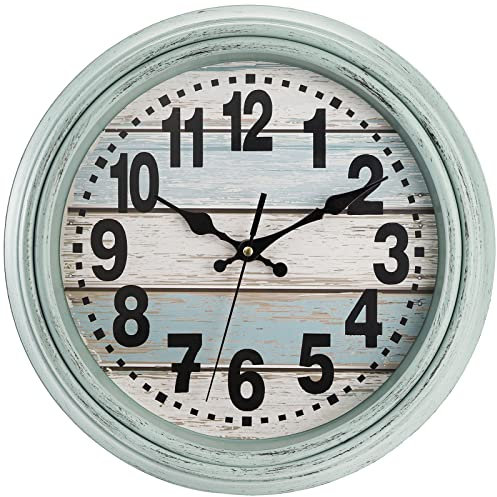 ZENFUN 30,5 cm lautlose Wanduhr mit großen Zahlen, rustikale Holzoptik Quarzwerk batteriebetrieben, Vintage-Landdekor für Küche, Zuhause, Büro, Wohnzimmer, Wanddekoration