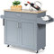 COSTWAY Carrello da Cucina con Ruote di Gomma, Scaffale per Microonde Carrello Servizio, Credenza Cucina Legno Moderno Elegante, 116 x 37 x 85 cm (Grigio)