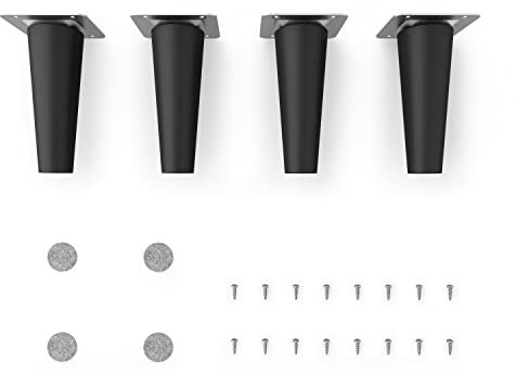 Sossai Möbelfüße aus Massivholz Buche, Clif Round HMF1, 12 cm hoch, rund, gerade Ausführung, matt schwarz, für Tische, Vitrinen, Schränke