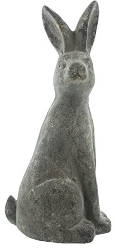 FRANK FLECHTWAREN Hase Stone,Osterdeko, Frühlingsdeko, Statue, Dekofigur, groß, rustikale Osterdeko, Polyresin in Steinoptik, dezente Goldpatina, Höhe ca. 52 cm