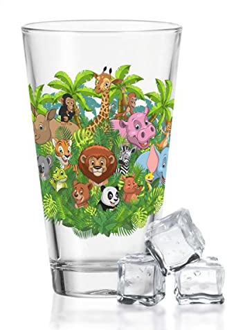 GRAVURZEILE Leonardo Wasserglas mit UV-Druck - im Wilde Tiere Design - Für Kinder als Geschenk - Geeignet als Trinkglas