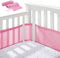 2 Seitiges Baby Nestchen Bettumrandung,Nestchen für Kinderbetten Breathable Netzgewebe,Babybett Umrandungen für 4 Seitige Kinderbett in Voller GrößE (Rosa)