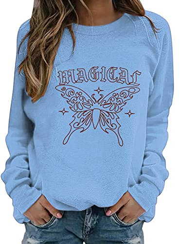 Sunnyuk Halloween Pullover Damen Sommer 3/4 Arm Langarm Rundhals T Shirt Oversize Sweatshirt Damen Schwarz Herbst Winter Langarmshirt Damen Schwarz Locker Oberteil Bluse Top Frauen
