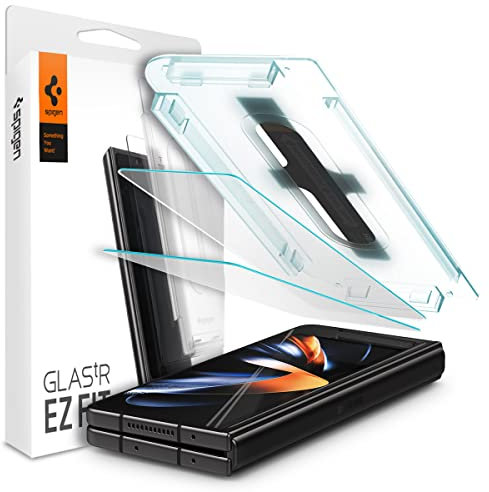 Spigen Glas.tR EZ Fit Verre Trempé pour Samsung Galaxy Z Fold 4, 2 Pièces, Dureté 9H, Résistant aux Rayures, Protection écran