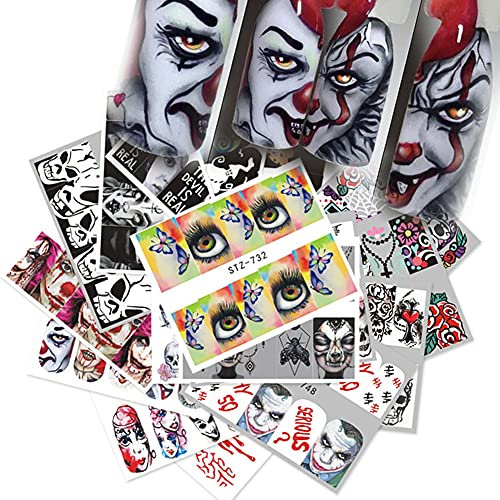 Halloween Nail Art Stickers Decals, DIY Self-Adhesive Nail Sticker Decals Nail Art Tips Stencil Nail Decorations for Halloween Party, Include Pumpkin/Bat/Ghost/Witch etc(25 Sheets)