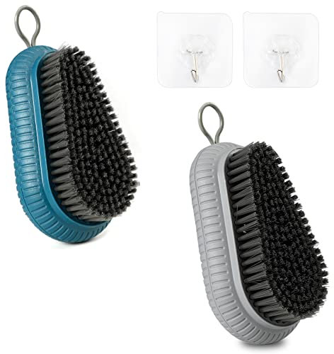 2Pcs Heavy Duty Fingernail Scrub Brush, Nail Brush for Cleaning Fingernails with 2 Hooks, Mechanic Brush Nail Cleaning Brush for Men & Women Durable Stiff Bristles Nail Scrub Brush