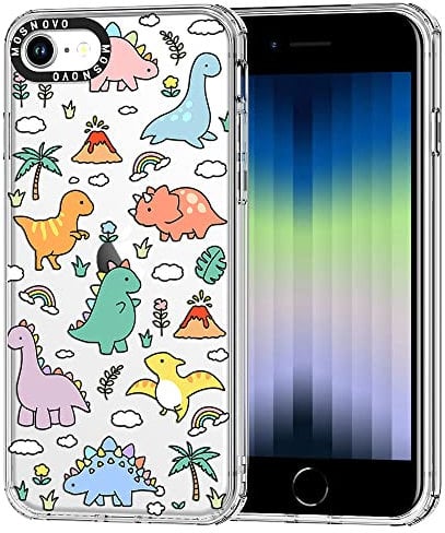 MOSNOVO für iPhone SE/iPhone 8 / iPhone 7 Hülle – Durchsichtige, schlanke, stoßfeste TPU+PC-Handyhülle, [6,6 Fuß Fallschutz/Anti-Abziehen] - Dinosaurierland